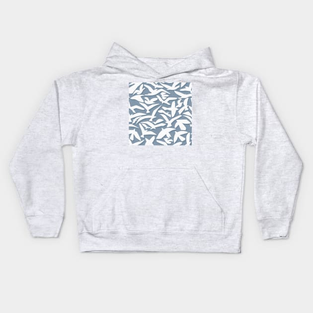 Abstract Seagulls on Vintage Blue Kids Hoodie by matise